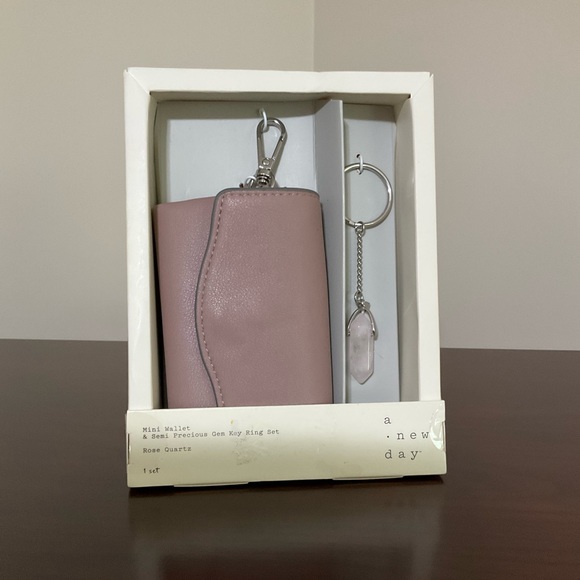 Handbags - Mini wallet semi precious gem key ring in the color dusty mauve